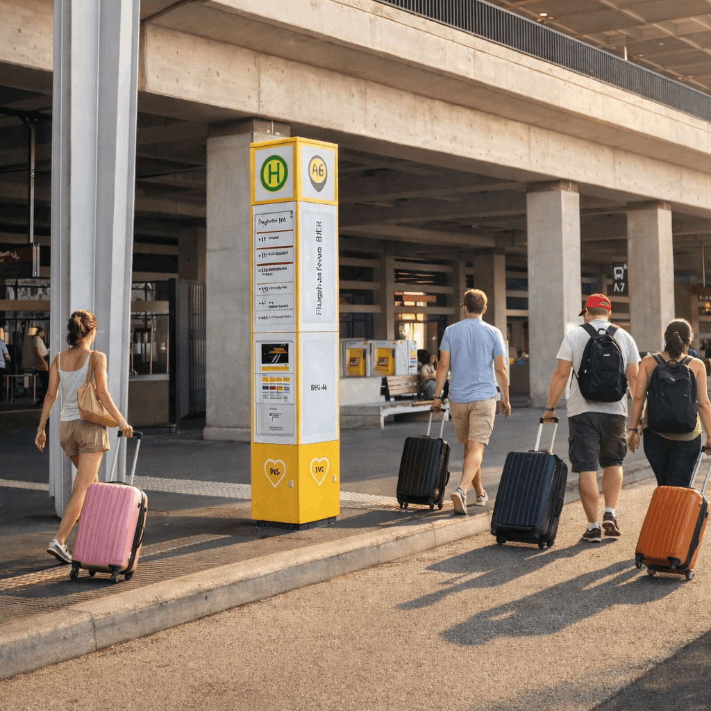Beschilderung Ride App Pick-up Area am Flughafen HAM