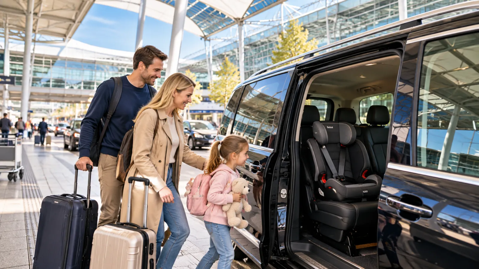 Taxi mit Kindersitz oder Sitzerhöhung zum Flughafen München
