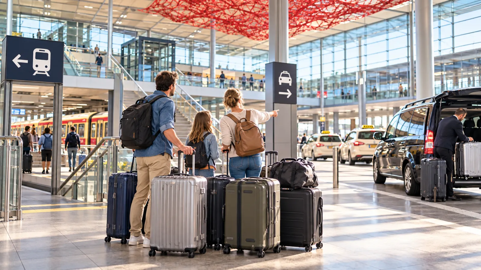 Mit viel Gepäck vom BER: Bahn, Taxi oder privater Transfer?
