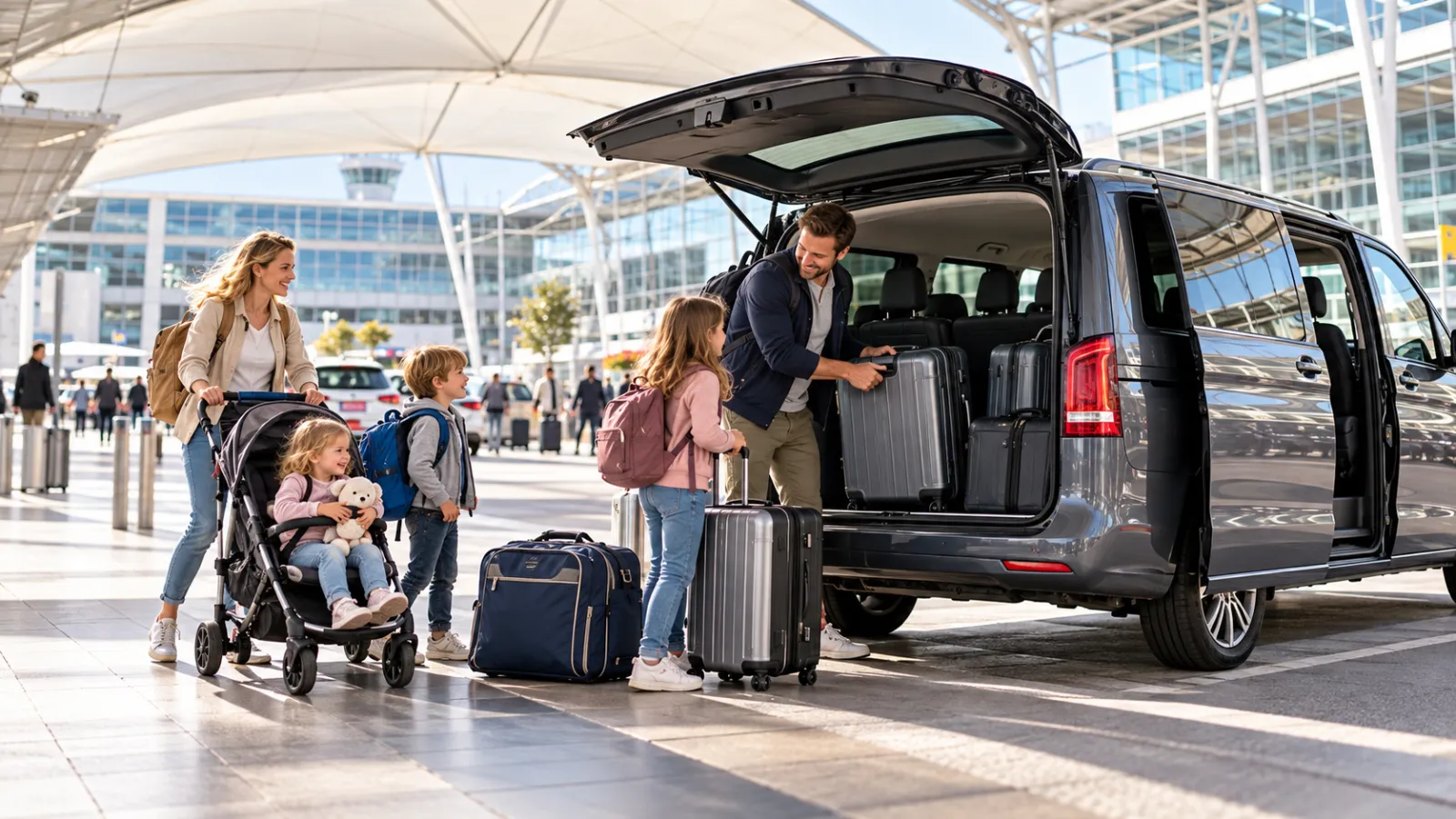 Familie mit Kindern und viel Gepäck: Welches Fahrzeug zum Flughafen München?